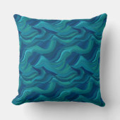 青と緑の抽象芸術波 クッション (正面)