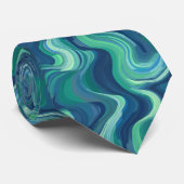 青と緑の抽象芸術波 ネクタイ (ロール)