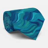 青と緑の抽象芸術波 ネクタイ (ロール)