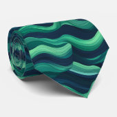 青と緑の抽象芸術波 ネクタイ (ロール)