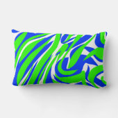 青と緑の抽象芸術渦 ランバークッション (裏面)