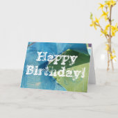 青と緑の抽象芸術絵画、ハッピーバースデー! カード (黄色い花)