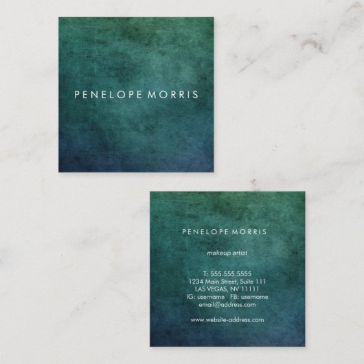 青と緑の抽象芸術美しいスタイル スクエア名刺 (正面/裏面)