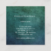 青と緑の抽象芸術美しいスタイル スクエア名刺 (裏面)