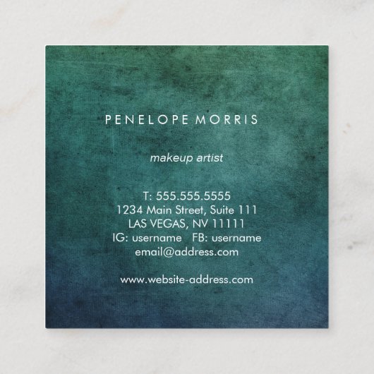 青と緑の抽象芸術美しいスタイル スクエア名刺 (裏面)