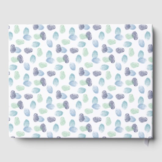 青と緑の指紋ツリーをリーフする ゲストブック (裏面)