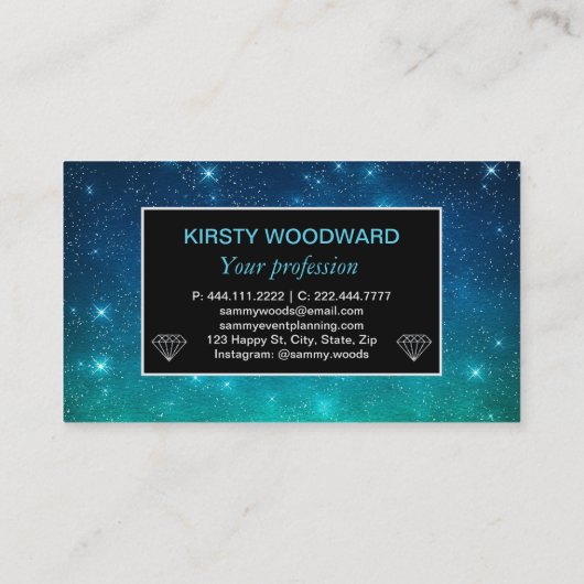 青と緑の星のグラデーショントワイライト 名刺 (裏面)