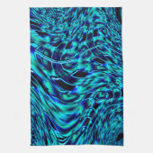 青と緑の曲がったイメージを使用したメタリックエフェクト キッチンタオル (縦)