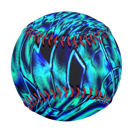 青と緑の曲がったイメージを使用したメタリックエフェクト 野球ボール (正面)