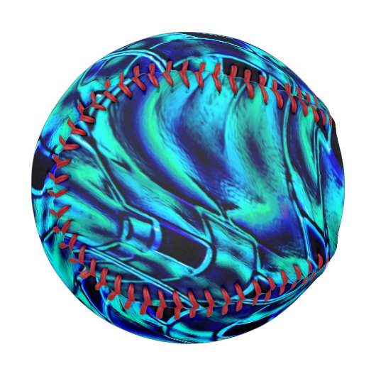 青と緑の曲がったイメージを使用したメタリックエフェクト 野球ボール (正面左)