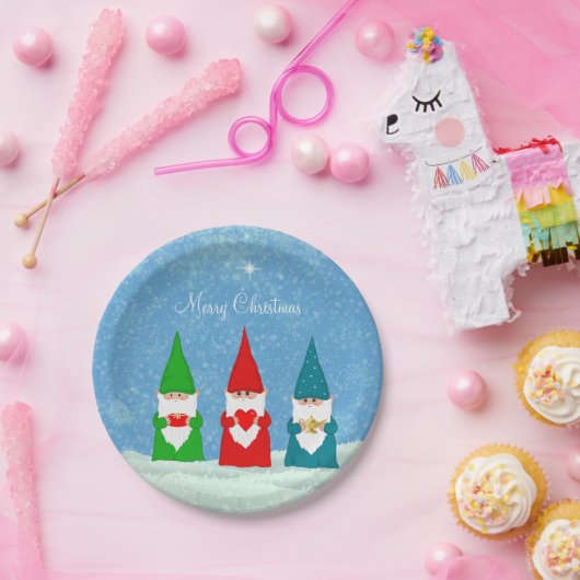 青と緑の服を着たかわいいクリスマス格言 ペーパープレート (パーティー)