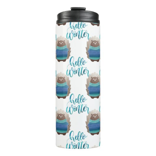 青と緑の服を着た冬のリス タンブラー (正面)