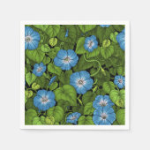 青と緑の朝顔 スタンダードカクテルナプキン (正面)