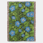 青と緑の朝顔 スローブランケット (正面縦)