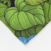 青と緑の朝顔 フリースブランケット (角)