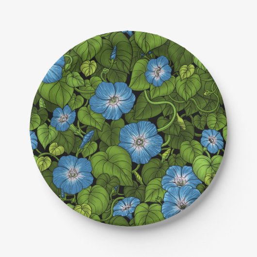 青と緑の朝顔 ペーパープレート (正面)