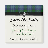 青と緑の格子棒の日付磁石を保存 マグネット (正面)