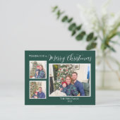 青と緑の格子模様のメリークリスマスカード シーズンカード (スタンド正面)