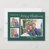 青と緑の格子模様のメリークリスマスカード シーズンカード (正面)