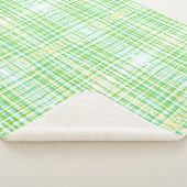 青と緑の格子模様の毛布 シェルパブランケット (3/4)