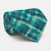 青と緑の格子模様 ネクタイ (ロール)