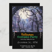 青と緑の森フルムーンブラックハロウィーン 招待状 (正面/裏面)
