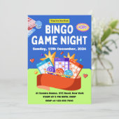 青と緑の楽しいビンゴゲームナイト招待状 招待状 (スタンド正面)