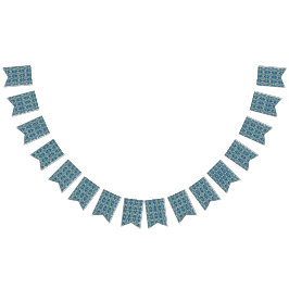 青と緑の模様が白い背景に バンティングフラッグ