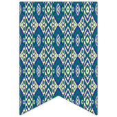 青と緑の模様が白い背景に バンティングフラッグ (第1の旗)