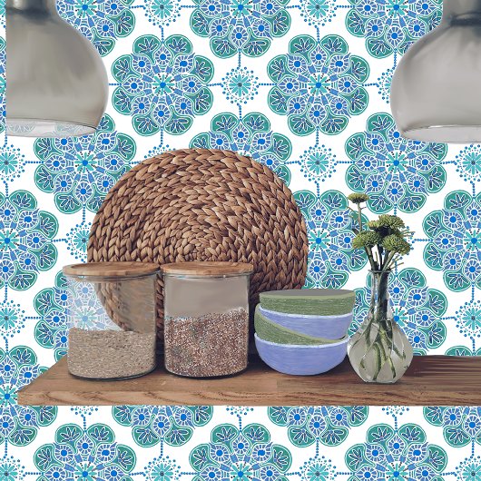 青と緑の模様のセラミックタイル タイル