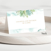 青と緑の水の色のエスコート付き緑 プレイスカード