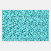 青と緑の水彩の葉 ラッピングペーパーシート (正面2)