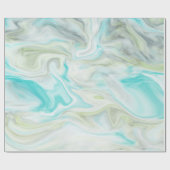 青と緑の水彩大理石 ラッピングペーパー (フラット)