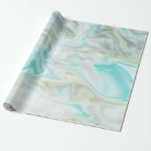 青と緑の水彩大理石 ラッピングペーパー (アンロールド)
