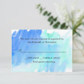 青と緑の水彩洗浄RSVPカード 出欠カード (スタンド正面)