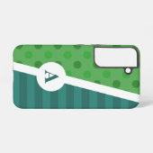 青と緑の水玉模様とストライプパターン SAMSUNG GALAXYケース (裏面横)