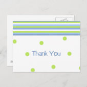 青と緑の水玉模様ストライプの感謝していはポストカー ポストカード (正面/裏面)