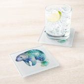 青と緑の水色で管理 ガラスコースター (アングル)