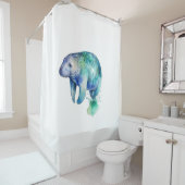 青と緑の水色で管理 シャワーカーテン (インサイチュ)