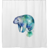 青と緑の水色で管理 シャワーカーテン (正面)