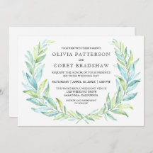 青と緑の水色のローレルリース結婚ズ