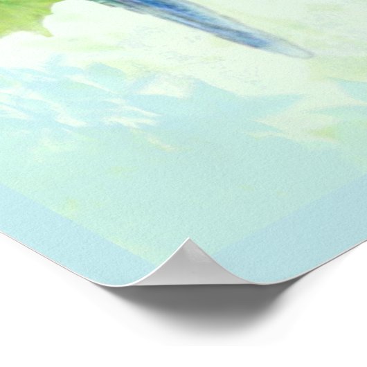 青と緑の水色の熱帯オウムの鳥 ポスター (角)