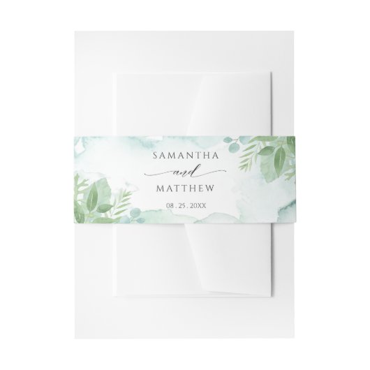 青と緑の水色の緑結婚色 招待状ベリーバンド (正面例)