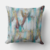 青と緑の水色サボテンの自然パターン クッション (正面)