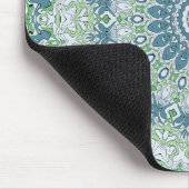 青と緑の沿岸メダリオンパターン マウスパッド (コーナー)