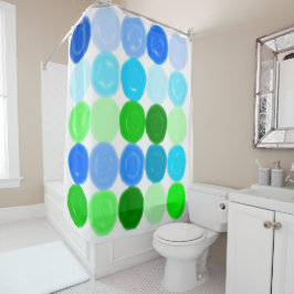 青と緑の泡 シャワーカーテン