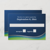 青と緑の波の応答 出欠カード (正面/裏面)