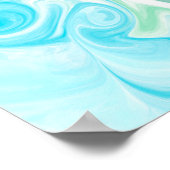 青と緑の波デジタル流体アート ポスター (角)