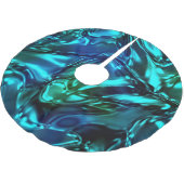 青と緑の波打つメタリックな外観 ブラッシュドポリエステルツリースカート (アングル)