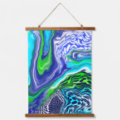 青と緑の流体アートぶら下がったのタペストリー 吊り下げ型タペストリー (正面2)
